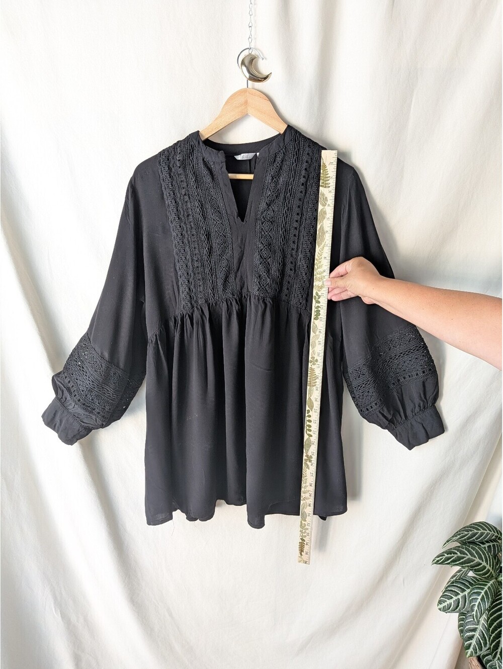 black embroidered peasant blouse top oe mini dress - Picture 6 of 6